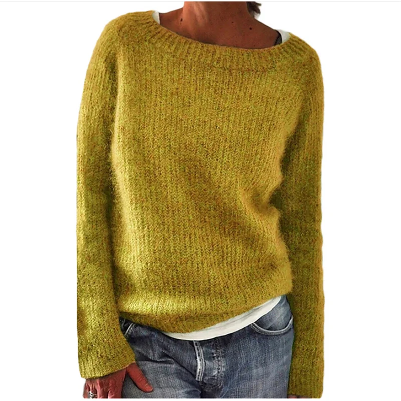 

2020 fashion o-neck sweater women's new long-sleeved autumn and winter padded tops wild loose knit bottoming