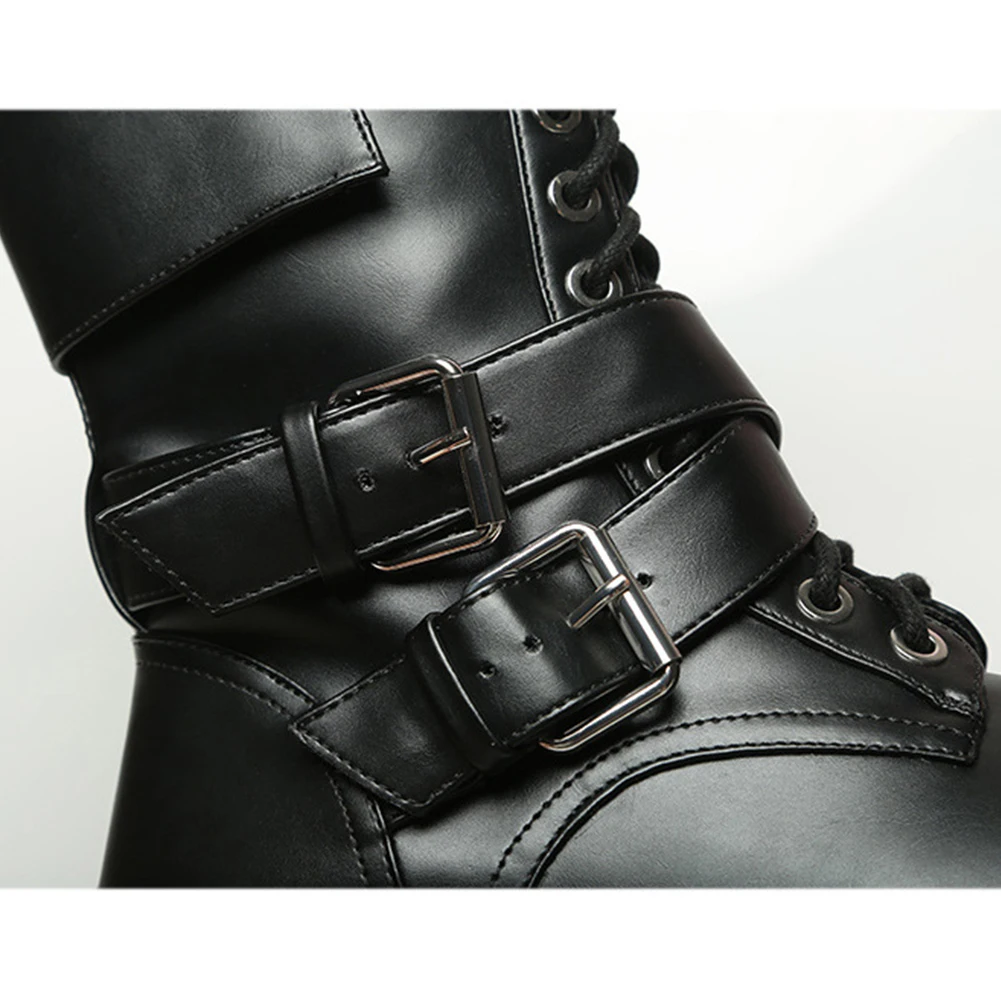 

DORATASIA Brans New Female Boots Black Lace Up Zipper Buckle Round Toe Platform Boots Cool Fashion Punk Goth Women Shoes
