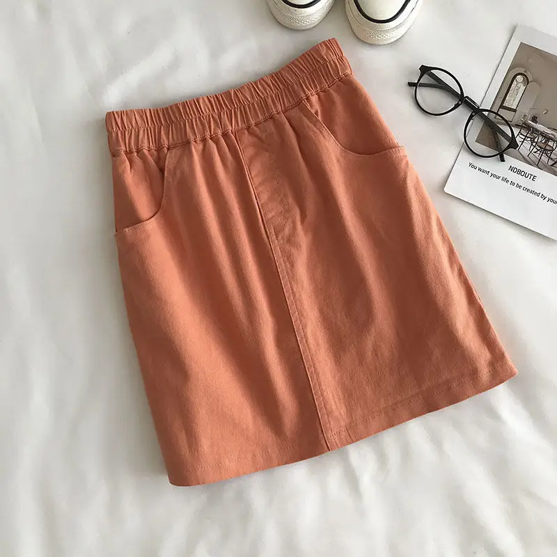 

High elastic new high waist anti light half length skirt 2021 female student spring and summer Korean soft girl loose A-line