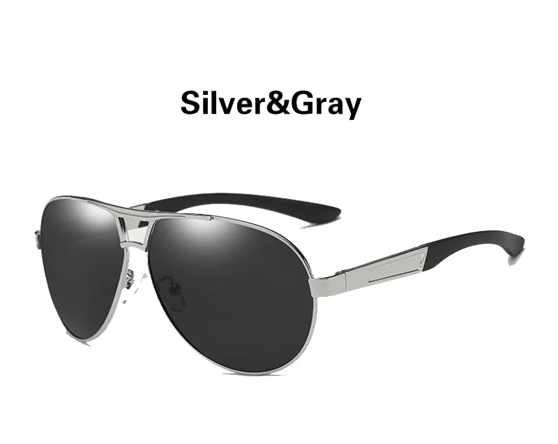 Silver Gray Фирменный дизайн, мужские поляризованные солнцезащитные очки, мужские очки для вождения, зеркальные Поляризованные Ретро солнцезащитные очки, металлическая оправа UV400 - Цвет линз: Silver Gray
