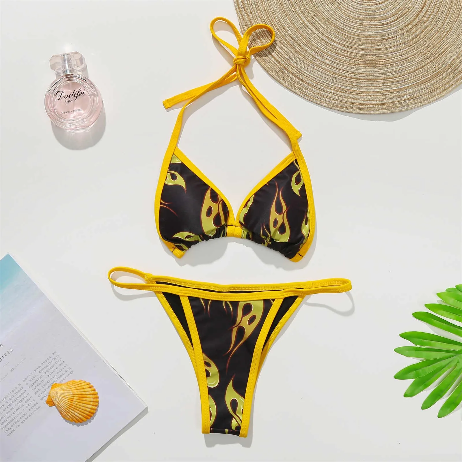 

Micro Bikini Push Up Bathing Suit Women Swimsuit Ladies Bandage Print Beachwear 2 Piece Set Women Swimwear Biquinis Feminino