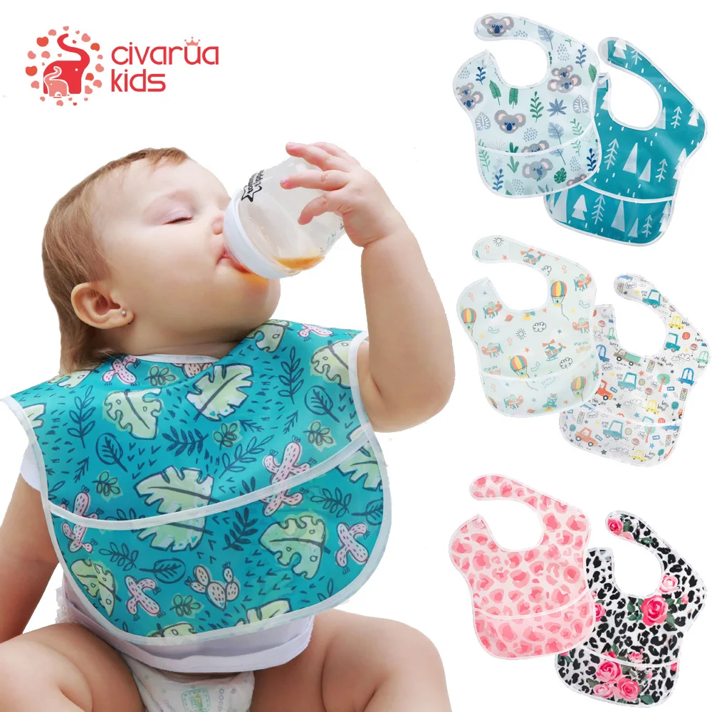 

2 шт. водонепроницаемые нагрудники для кормления ребенка моющиеся детские нагрудники устойчивые к пятнам и запаху милые дизайнерские детск...