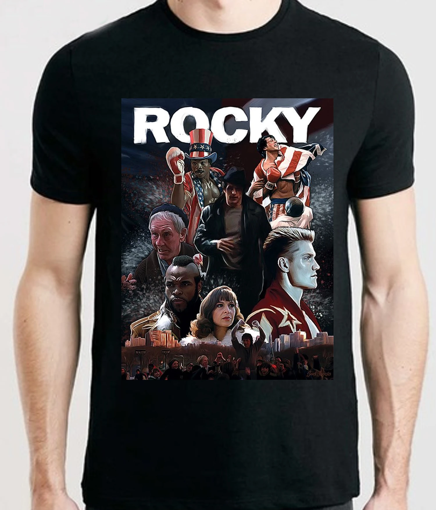 

Retro Boxing Movie Stallone Balboa Sylvester Poster T-Shirt. Summer Cotton O-Neck Short Sleeve Mens T Shirt New S-3XL