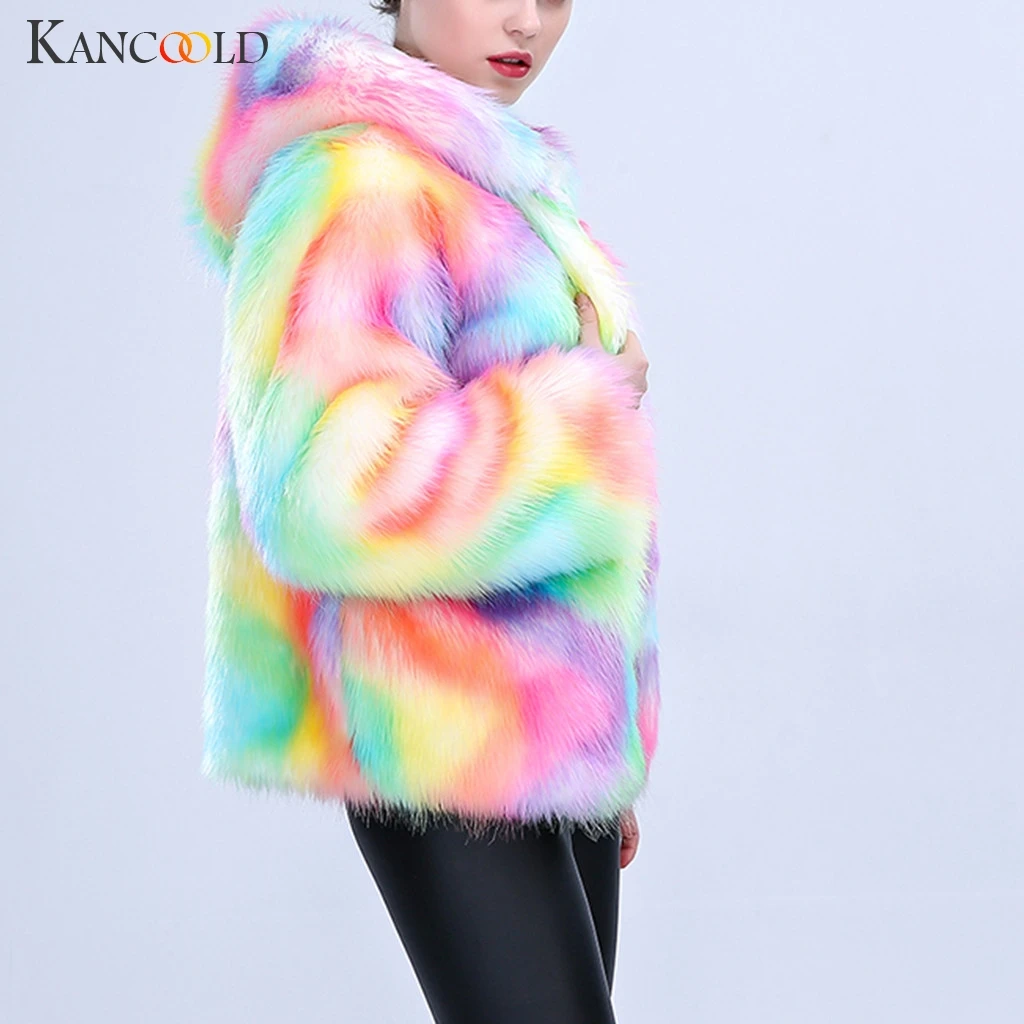 Женское меховое пальто KANCOOLD теплое плотное короткое без воротника с лисьим мехом