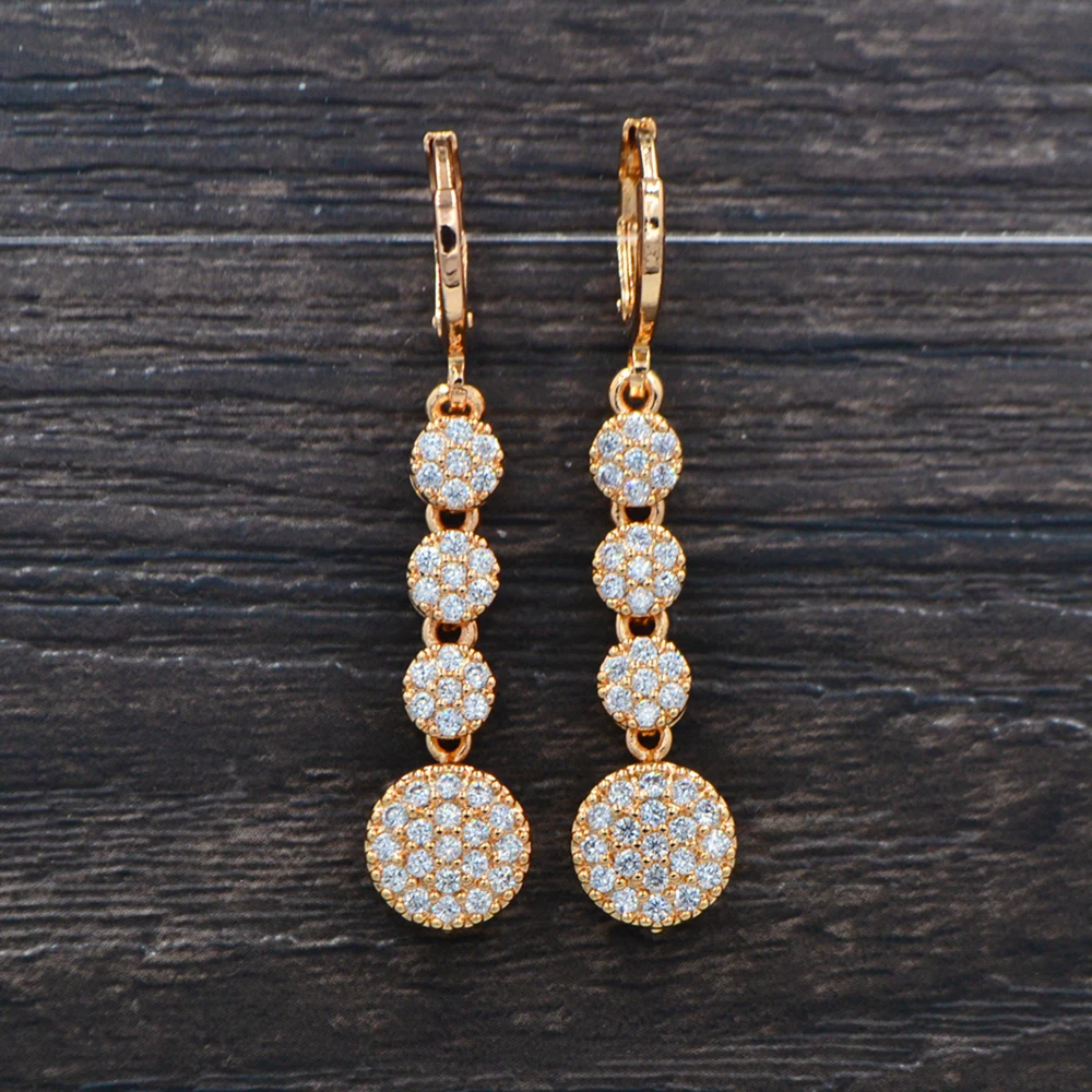 Модные женские золотые прозрачные белые микро серьги с цирконием CZ круглые