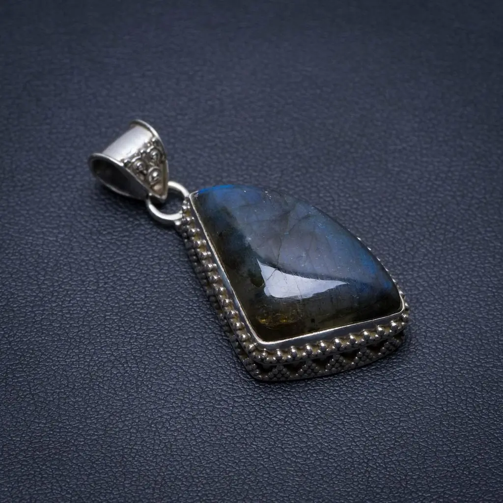 Натуральный голубой огненный Лабрадорит ручной работы уникальный кулон из