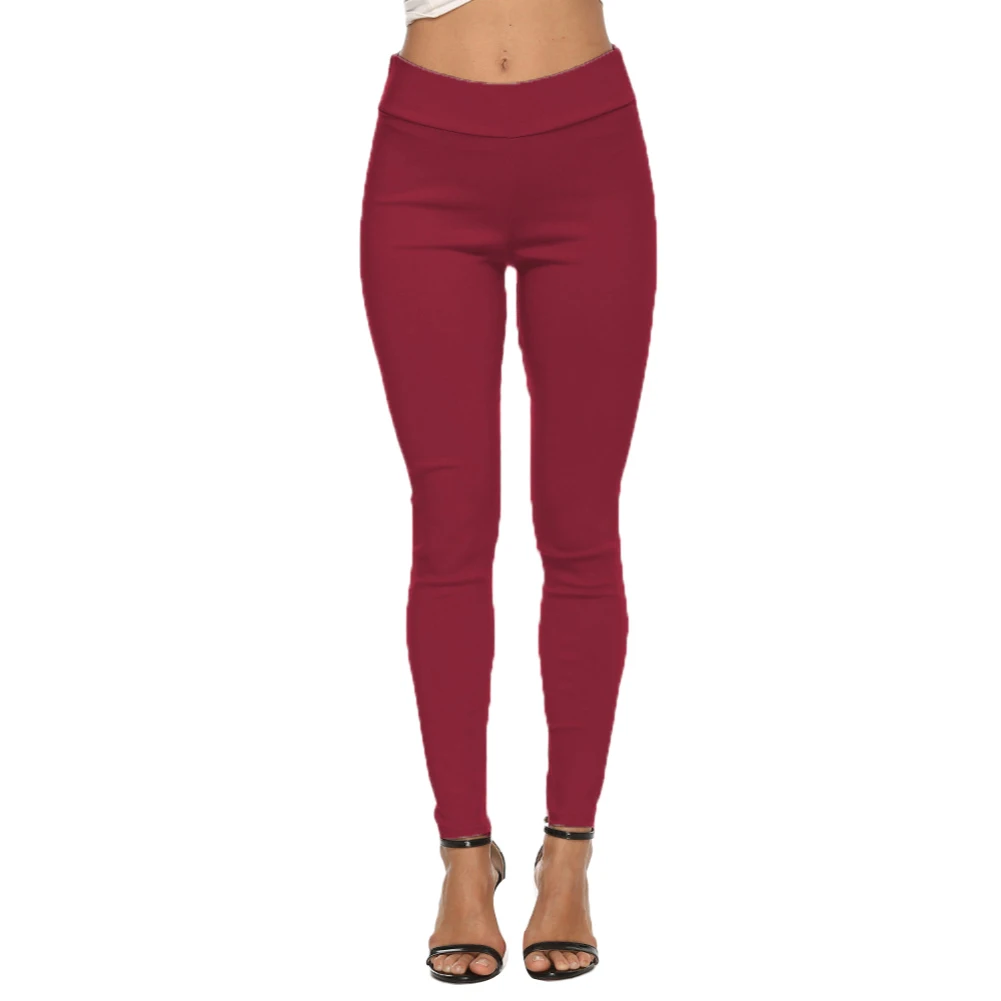 2020 Casual Women Solid Color High Waist Elastic Waistband Ass soft and lightweight Pockets Skinny Pants | Женская одежда