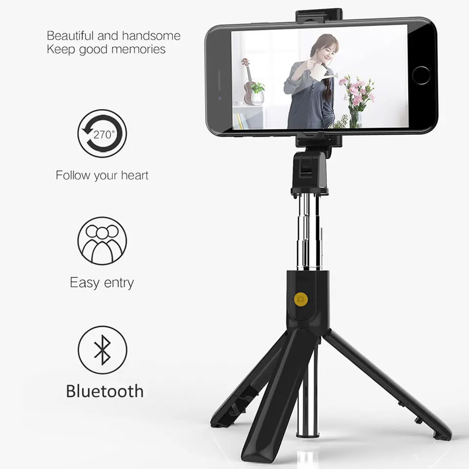 

New K07 bluetooth selfie stick bluetooth foldable mini tripod expandable monopod with remote control for iPhone IOS Android