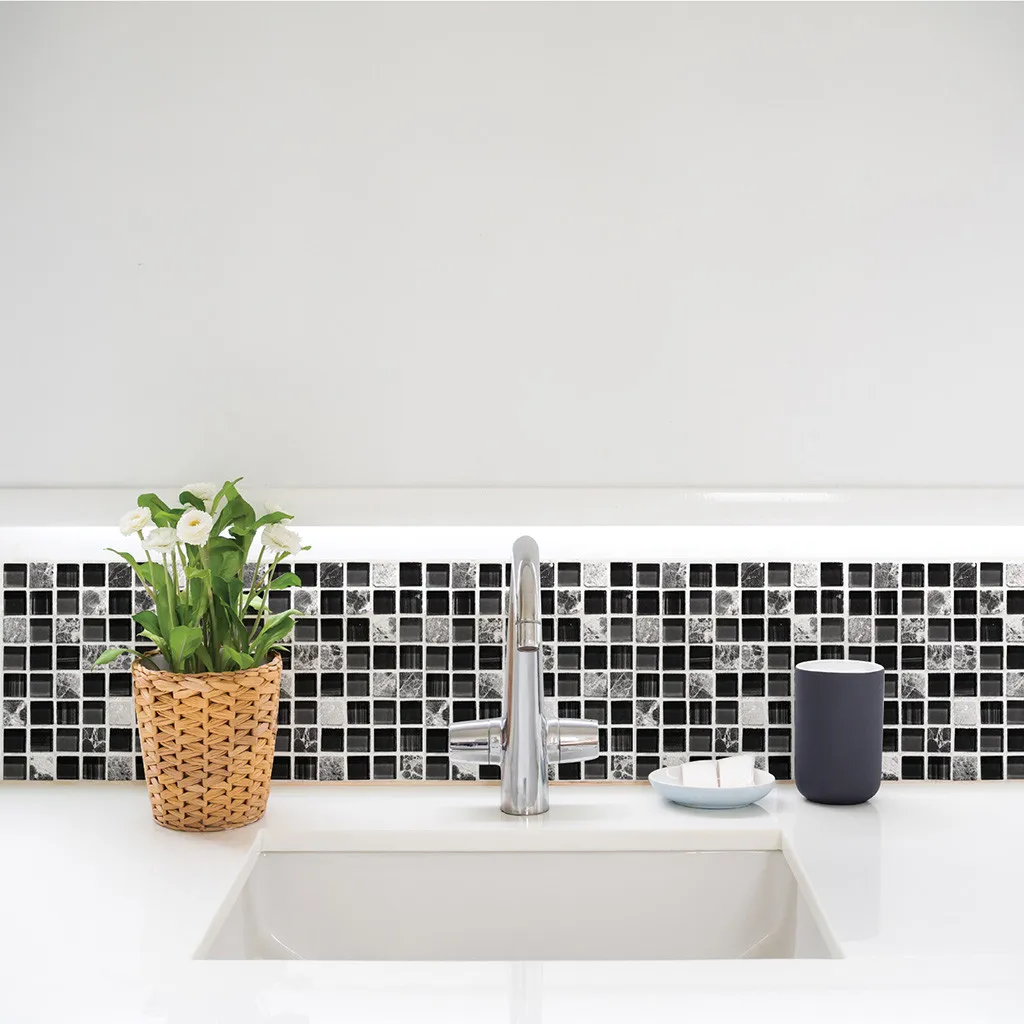 

6pcs 3D Simulation Tile Stickers Home Decoration Waterproof DIY PVC Brick Wall Sticker For Bathroom Kitchen Hot Dropshipping /C