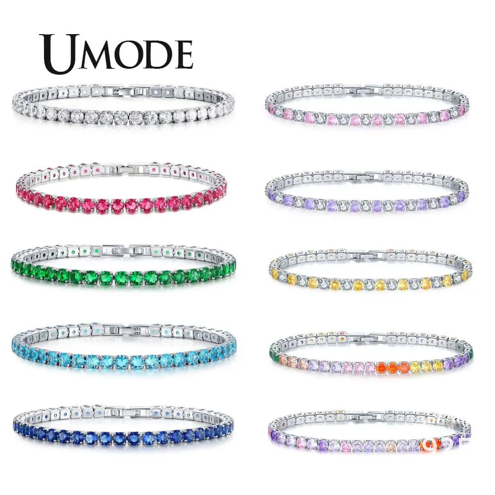 UMODE, 5 цветов, Теннисный браслет и браслеты с кубическим цирконием для женщин, рождественские подарки, Новые Модные женские ювелирные изделия, Pulseras Mujer UB0097