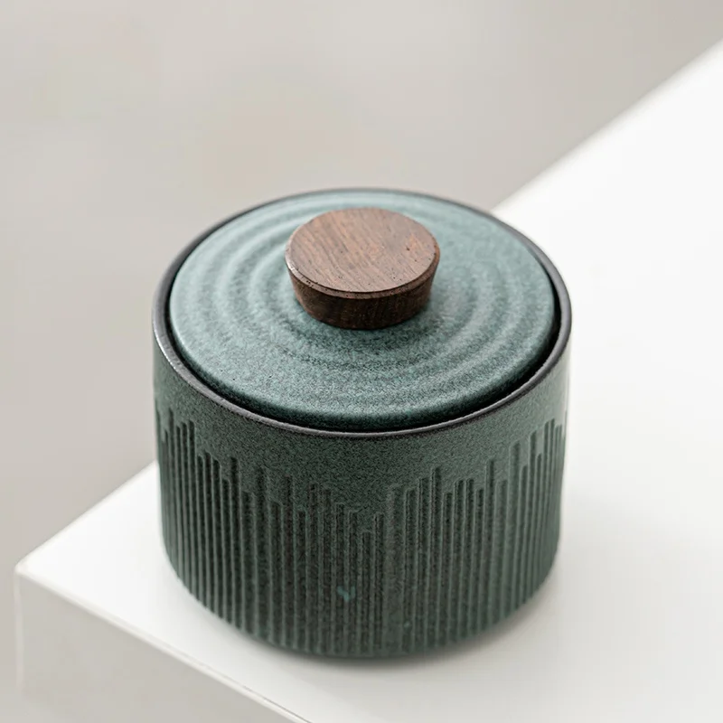 

Handmade Ceramic Tea Box Sugar Coffee Canister Smell Proof Container Green Tea Caddies Seal Kitchen Caja De Te Home Storage 50