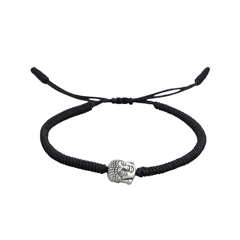 

Tibetan Buddha Head Charm Red Rope Hand Woven Adjustable Buddhist Braided Bracelet For Men Women