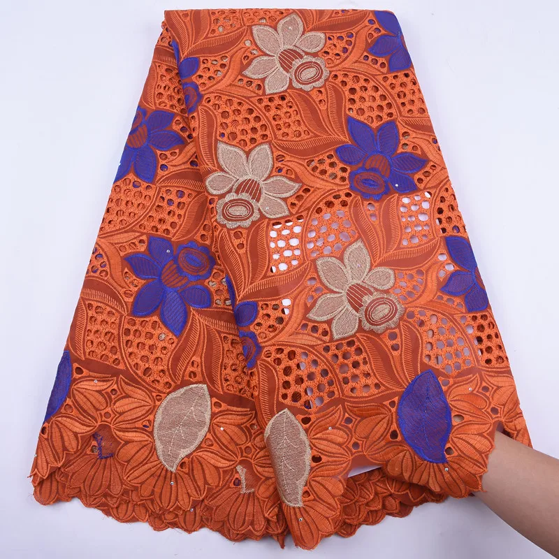 Latest 100% Cotton Lace fabric African 2020 Swiss Voile in Switzerland with Stone Tissus Dentelle High Quality 5Yards | Дом и сад