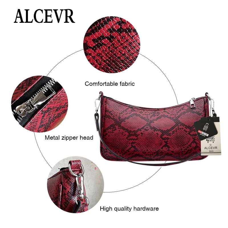 ALCEVR Serpentine PU Leather Small Messenger Bag Women Shoulder Bags Fashion Ladies Baguette Casual All-match Purse | Багаж и сумки