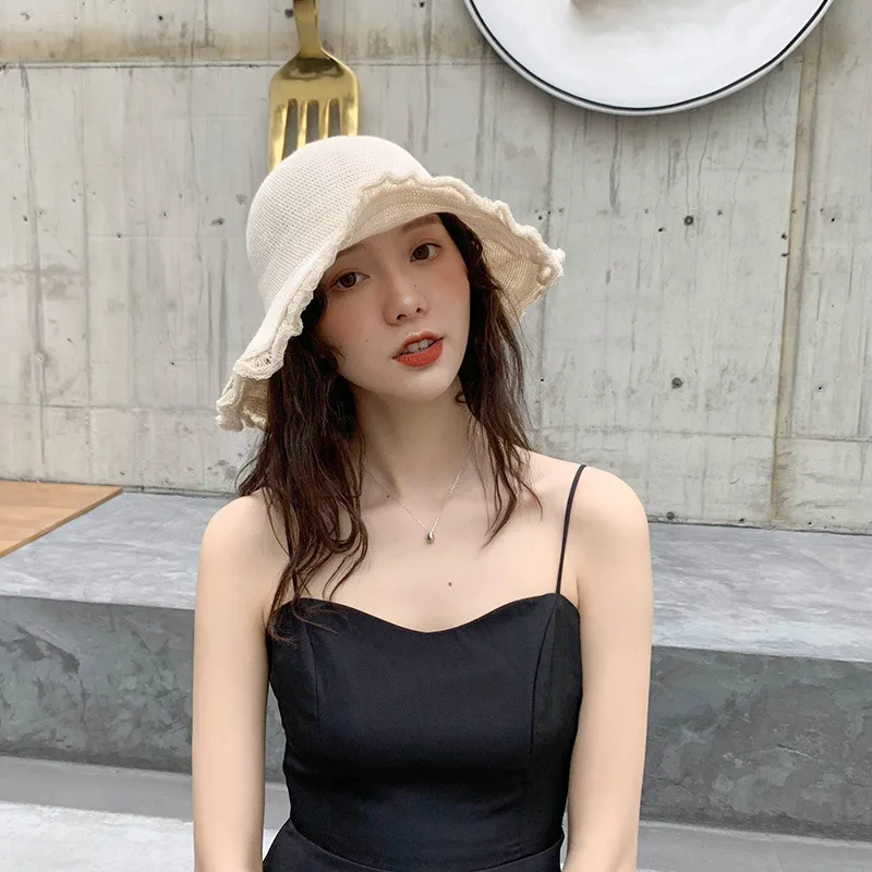 Шляпа женская летняя Складная с широкими полями повседневная трикотажная шапка