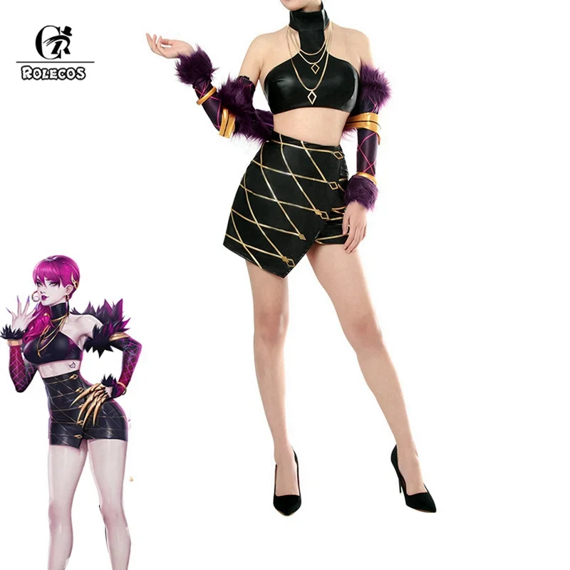 ROLECOS KDA Evelynn Косплей Костюм LOL костюм K/DA женский сексуальный полный комплект для