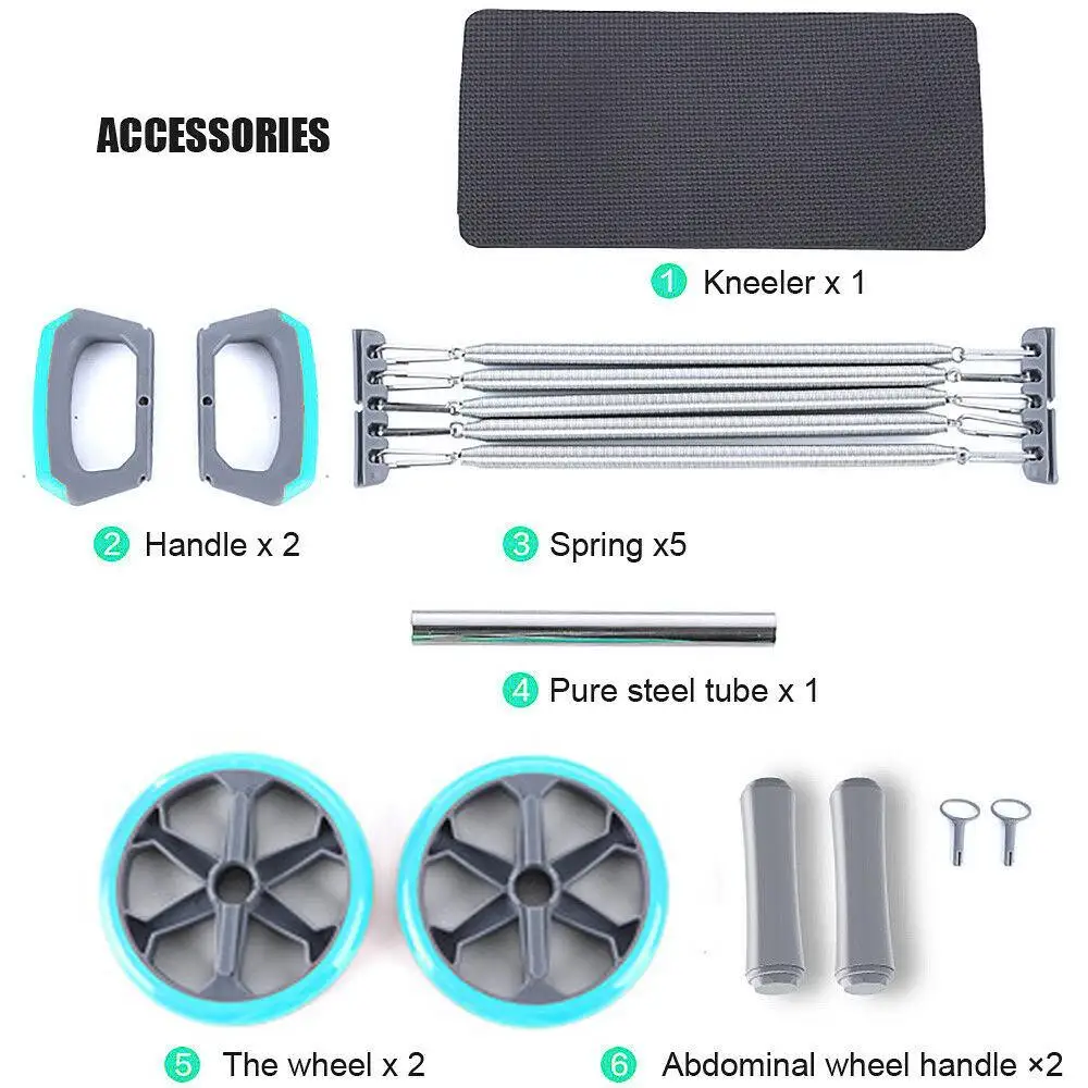 

AB Roller Kit Strong Load-bearing with Push-Up Bar Jump Rope Knee Pad Home Gym Abdominal Core Muscle Exercise Fitness Equipment
