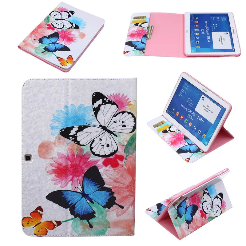 Тонкий чехол книжка из искусственной кожи с рисунком совы бабочки цветов для Samsung