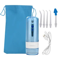 portable electric pulse oral irrigator water flosser flossing water jet teeth nose clean sky blue 360 rotated tip ipx7waterproof