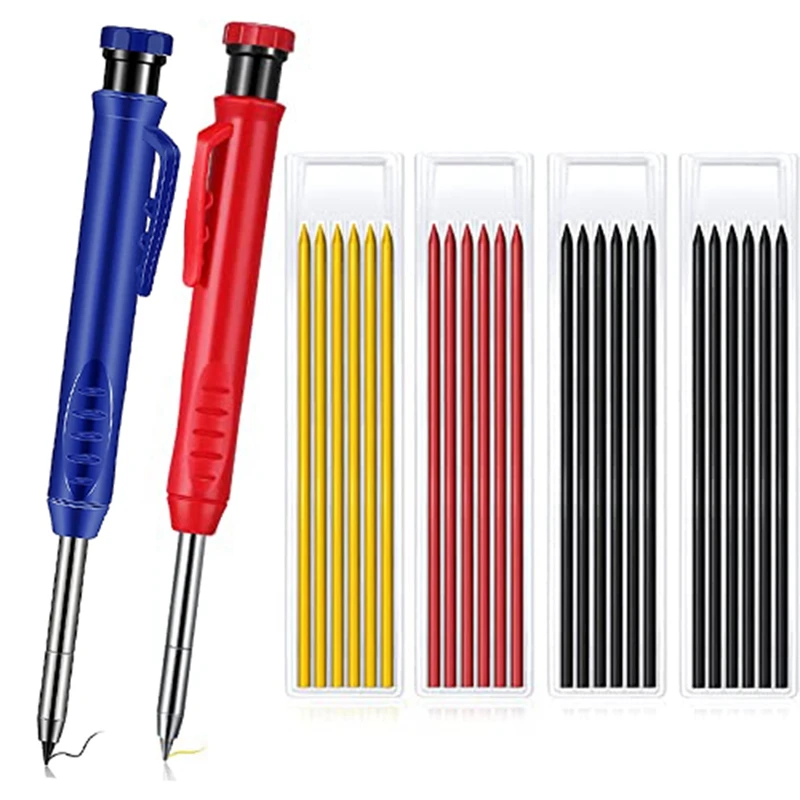 

Solid Carpenter Pencil 2 Carpenter Pencils 24 Mechanical Pencil Refill Construction Woodworking Marker for Architect E