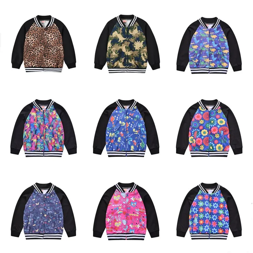 

Spring Autumn Jackets for Boy Coat Cute print contrasting jacket Girl's Jacket Kids Children Outerwear Baby Jacket 1-8Years