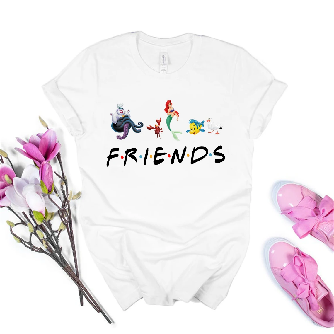 

С рисунком «маленькая русалочка» рубашка для друзей ТВ шоу вдохновлен футболка Kawaii Милая принцесса принтовые тройники