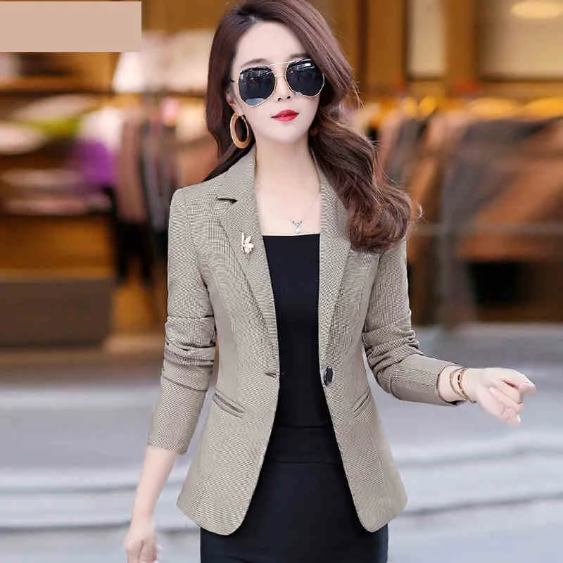 2020 Autumn Spring Plaid Women's Blazer Elegant fashion casual Lady Blazers Coat Female Big S-3XL Business Jacket Formal Suit