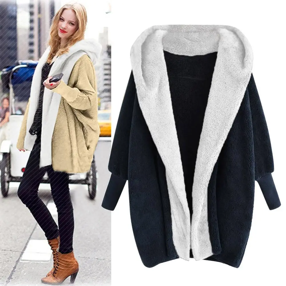 Женская толстовка с капюшоном зимнее теплое хлопковое пальто карманами и