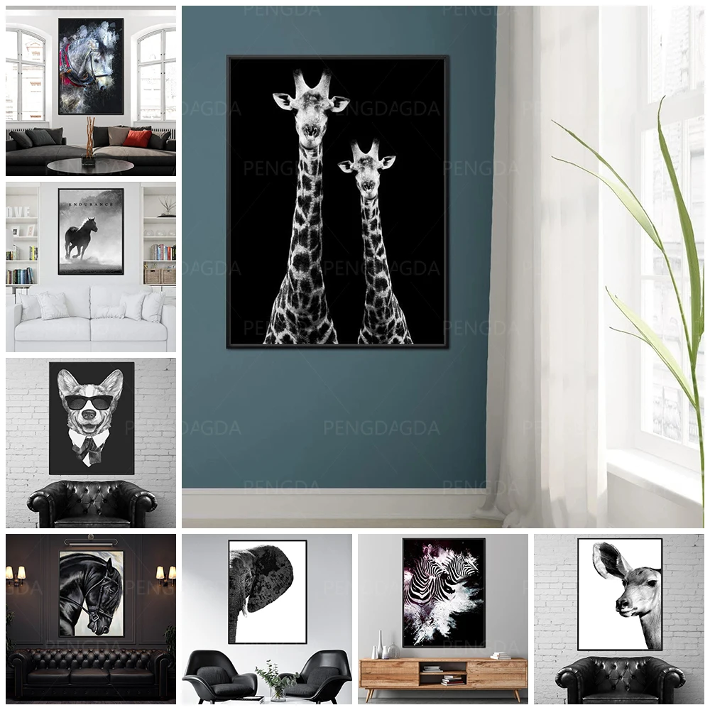 

HD Prints Horse Giraffe Leopard Canvas Painting Wall Art Animal Poster Modular Pictures Modern Home Decoration Living Room Frame