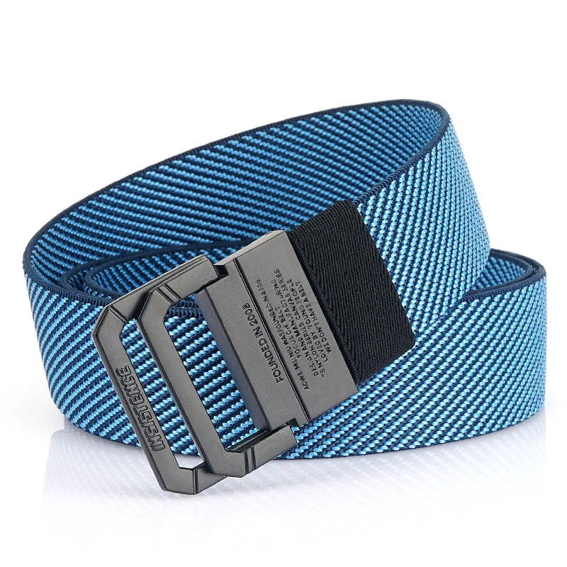 

Metal Black Double Ring Buckle Elastic Belt Men's and Women's Leisure Four Seasons Available Woven Canvas Trouser Belt