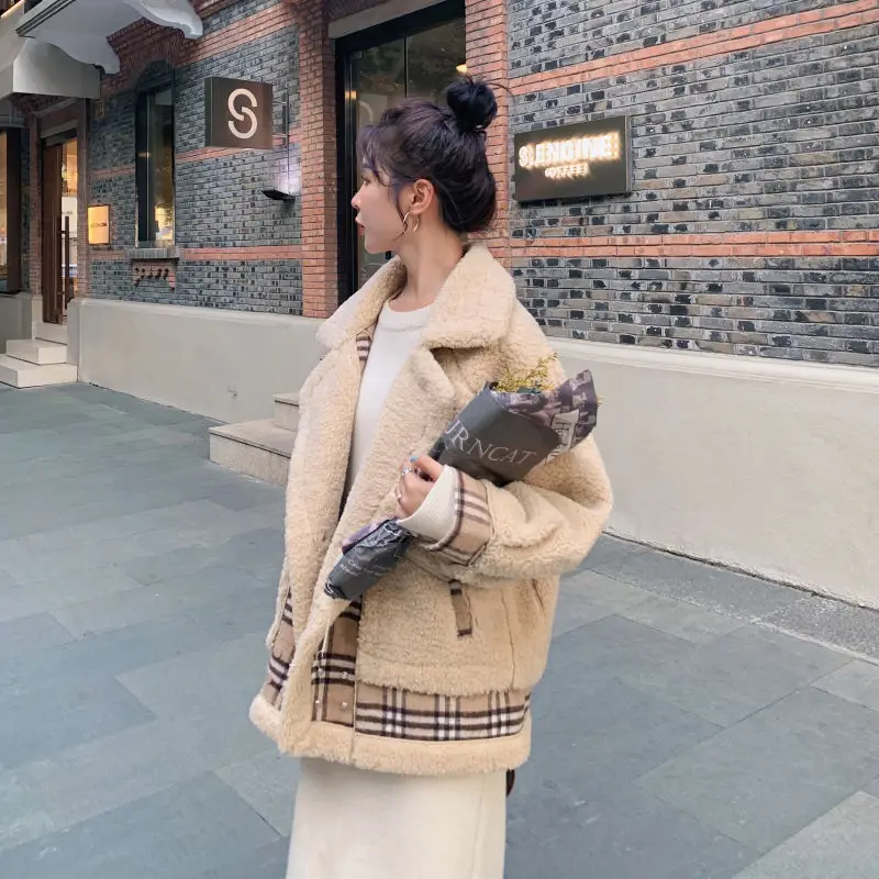 Женское пальто из овечьей шерсти y2k новая Корейская версия свободного кроя