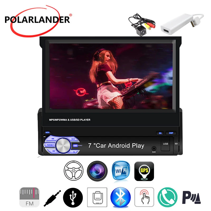 7 ''для Android/IOS устройства 1 Din MP5 плеер стерео gps навигация Bluetooth Wifi Carplay Зеркало