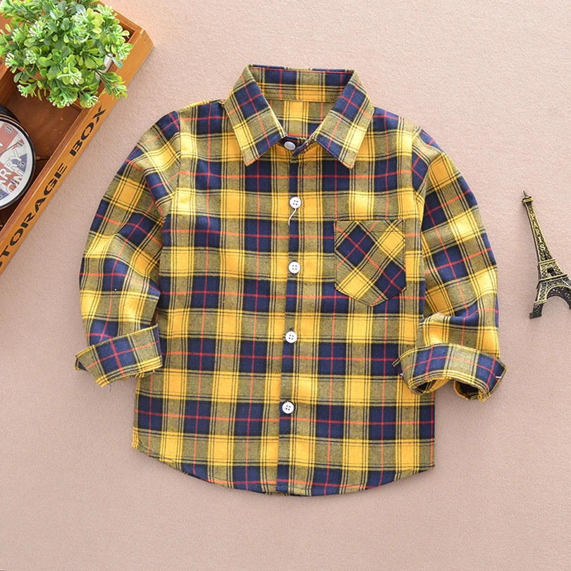 Рубашки для мальчиков и девочек детская клетчатая блузка хлопковые детские