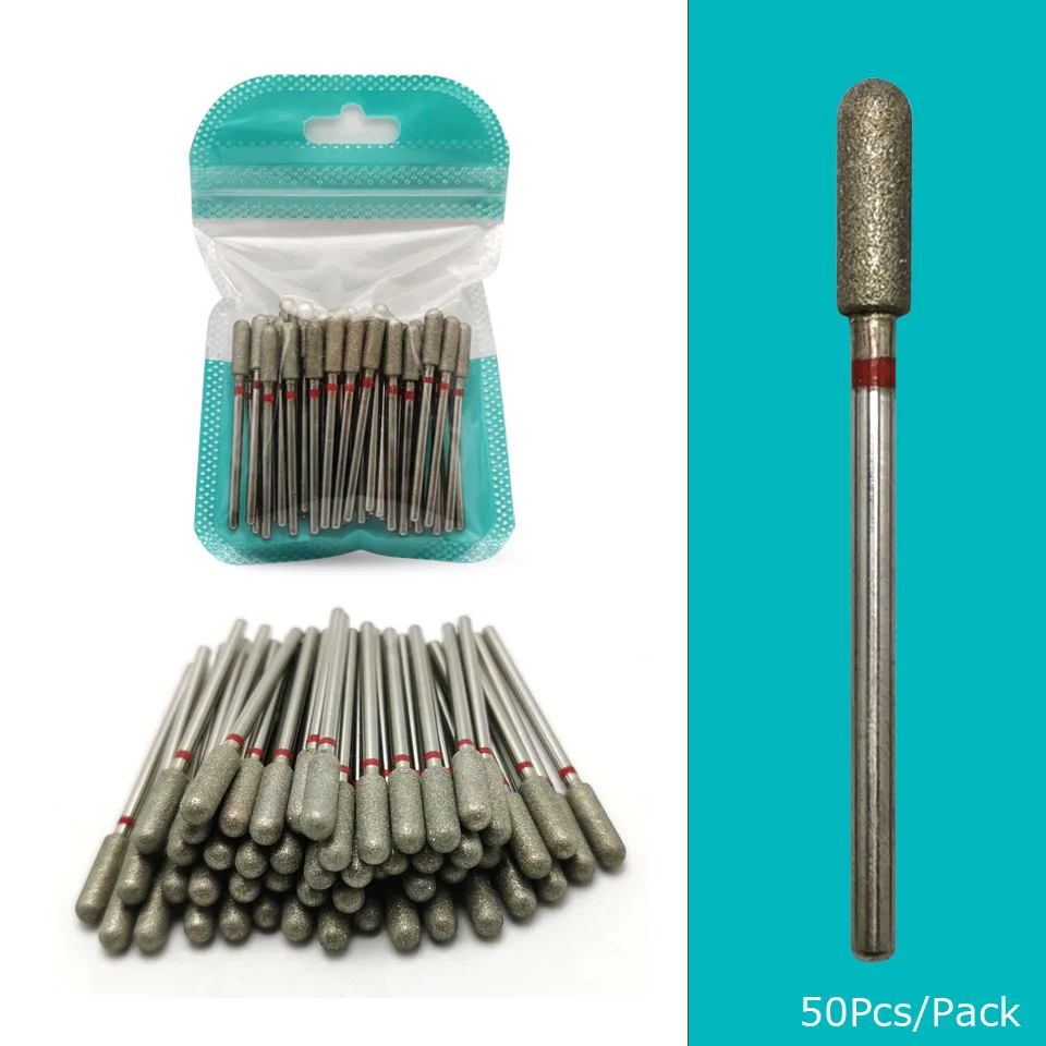 HYTOOS 50Pcs Diamond Nail Drill Bit 3/32&quot Electric Accessories Rotary Cuticle Clean Burr Manicure Cutter Mills | Красота и