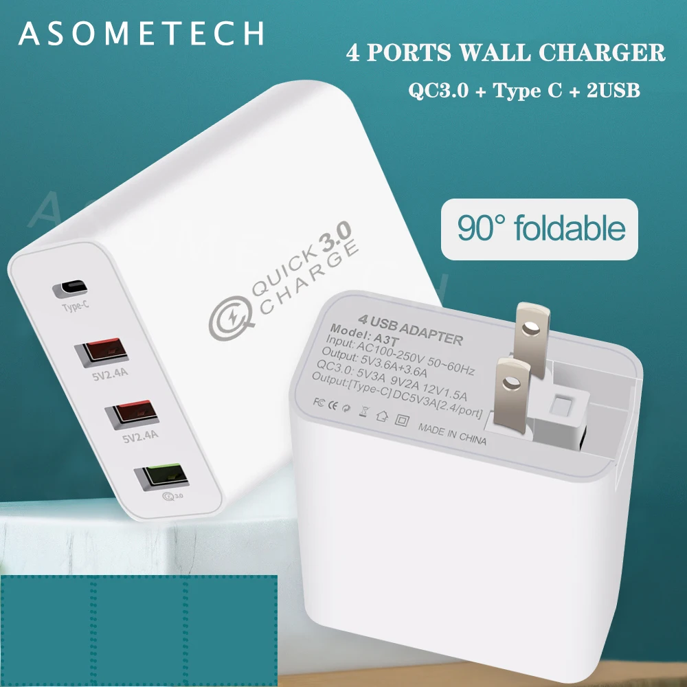 Быстрая зарядка 3 0 USB зарядное устройство адаптер TypeC портативное дорожное