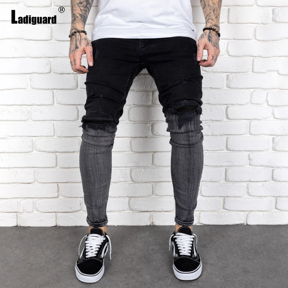 Ladiguard Mens Jeans Demin Pants 2021 Spring New Fashion Hip Hop Zipper Pocket Trouser Casual Skinny Demin Pant Homme Clothing