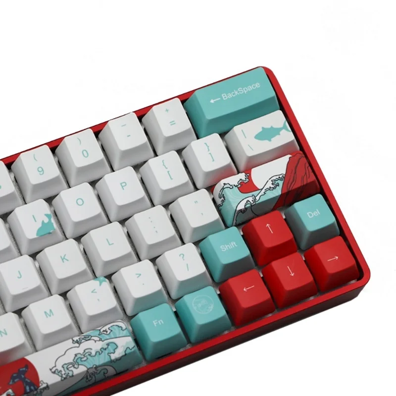 

71 Keys Sea Coral Ukiyo-e Keycap Dye Sublimation OEM Mechanical Keyboard Keycap For GH60 XD64 DZ60 GK61 GK64