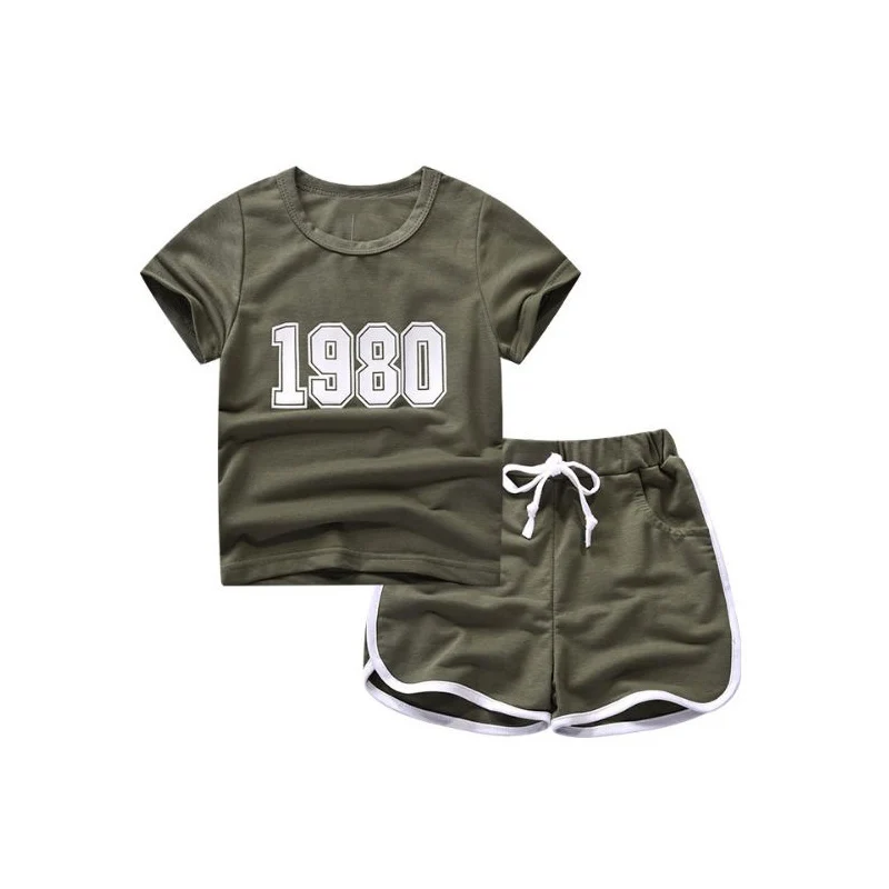 2 шт. хлопковая футболка и шорты для мальчиков девочек|Комплекты одежды девочек| |
