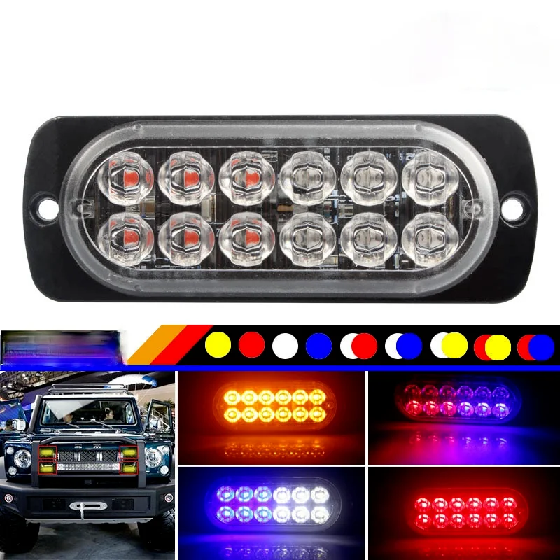 

36W 12-24v Car Side Warning Light 12LED Strobe Light For trucks JEEP