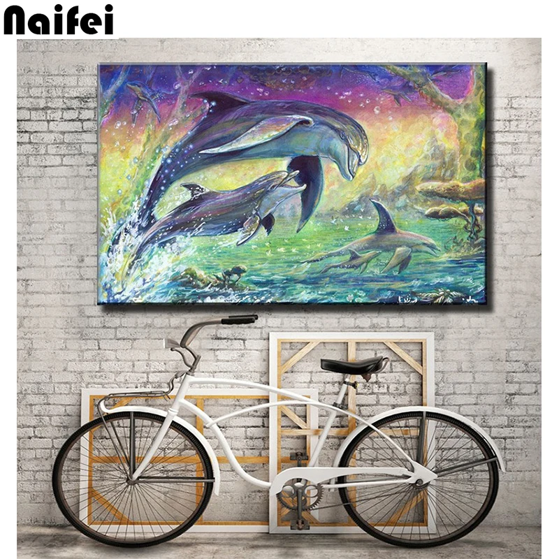 5D квадратная/круглая Алмазная вышивка дельфин анималистические узоры