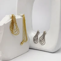 perisbox trendy gold silver color brass tassel earring for women multi layer chain drop earrings minimal daily jewellery