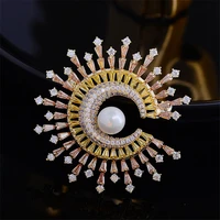 beautiful zircon brooches pins yellow pink flower brooch pin fashion lapel pin for women big corsage christmas gift broche femme