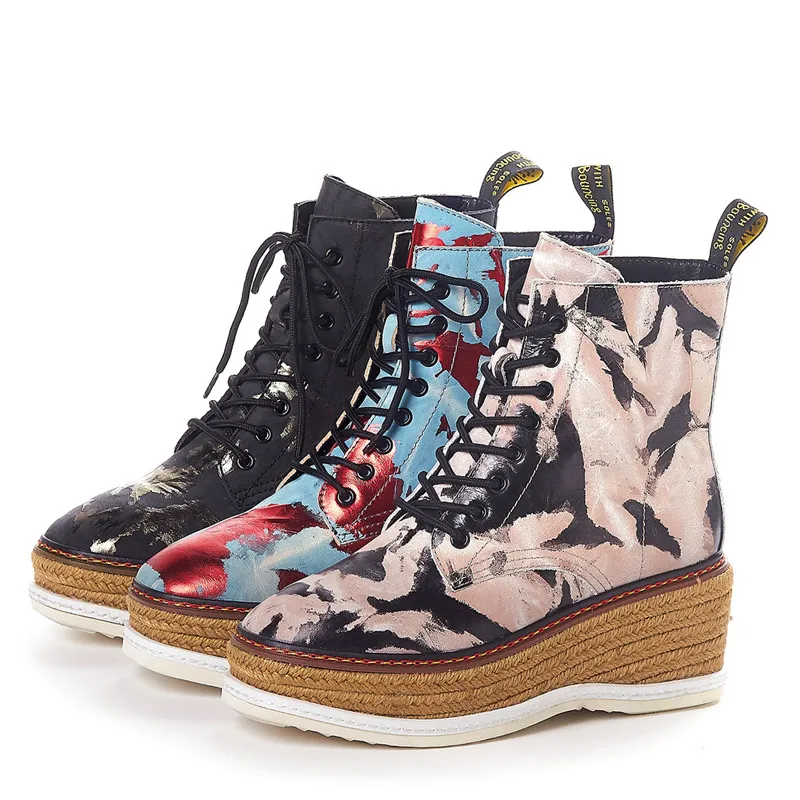 Ботильоны Короткие ботинки Кроссовки Женская повседневная обувь на толстой