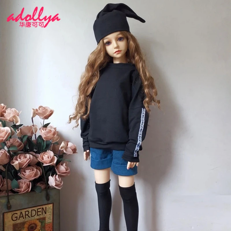 

Adollya BJD Doll Accessories Black Sweater Hoodie Blue Jeans Shorts BJD Doll Clothes Suitable for 1/3 1/4 1/6 Dolls