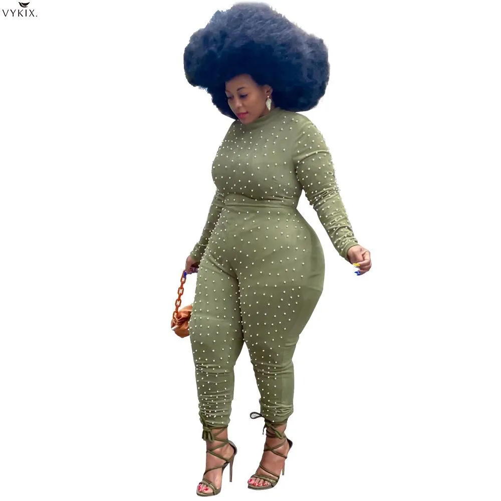 

Размера плюс Xl-5xl комбинезоны Бисер с длинными рукавами в стиле пэчворк Bodycon Эластичный клуб Одна деталь комбинезоны для девочек элегантные ...