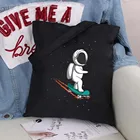 Холщовая сумка-шоппер в стиле Харадзюку, вместительные женские сумки с рисунком астронавта, Классическая винтажная Сумочка на плечо