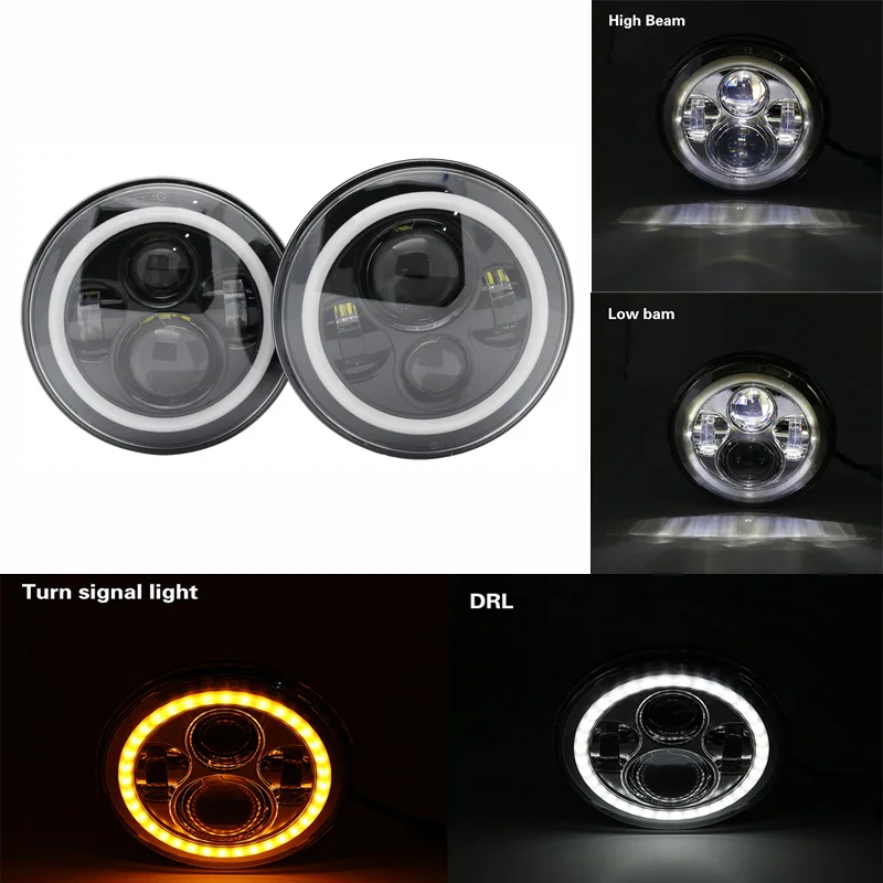 40w Headlight Black Для Suzuki Samurai UAZ Hunter 7 дюймов светодиодный проектор фара с halo DRL& Amber Поворотная сигнальная фара для Lada 4x4 Urban Niva - Цвет: 40w Headlight Black