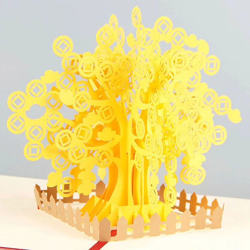 3D Ручная стереоскопическая китайская карточка благословения бум бумага ручная