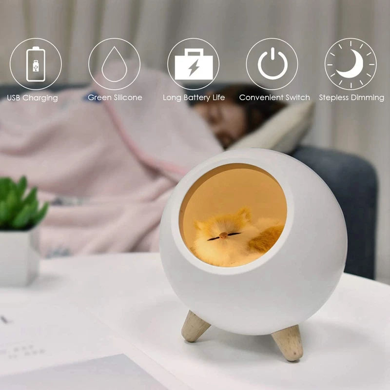 

Cat House Baby Night Light USB Charging Contact Dimming Light Bedroom Bedside Night Lamp for Kids