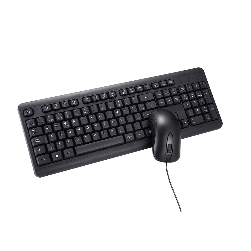Spanish Keyboard and Mouse for home office  104 keys PC Accessories for Computer Laptops Spain Wired Black Color